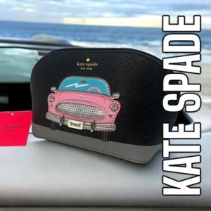 RARE Kate Spade Pink Car Small Abalene Cosmetic Bag